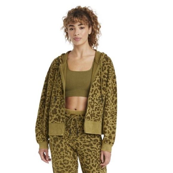 JoyLab Tops - NWT - Joy Lab Green Leopard Print Full Zip Hoodie - Size XS